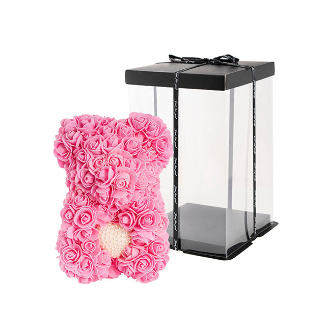 Sweet Rose Bear with Pearl Heart Pink (25cmH)