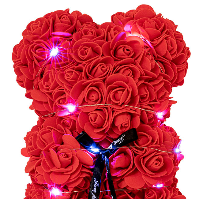 LED Rose Bear Tiffany Red (25cmH)