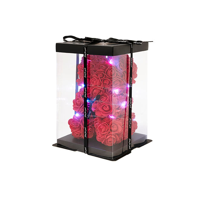 LED Rose Bear Tiffany Red (25cmH)