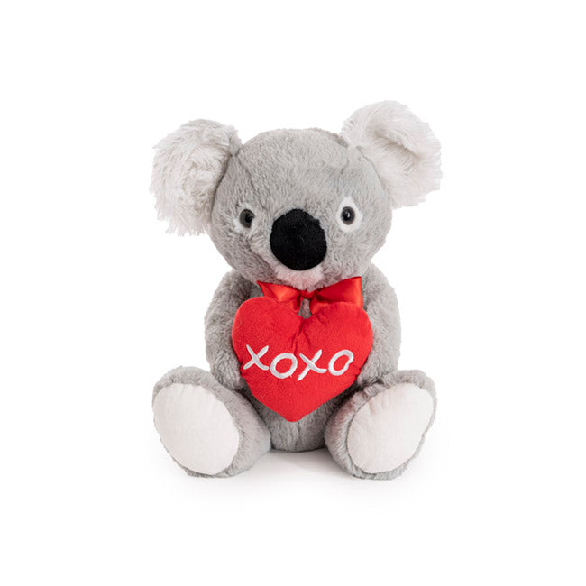 Angus Koala Holding Xoxo Heart Grey (25cmST)