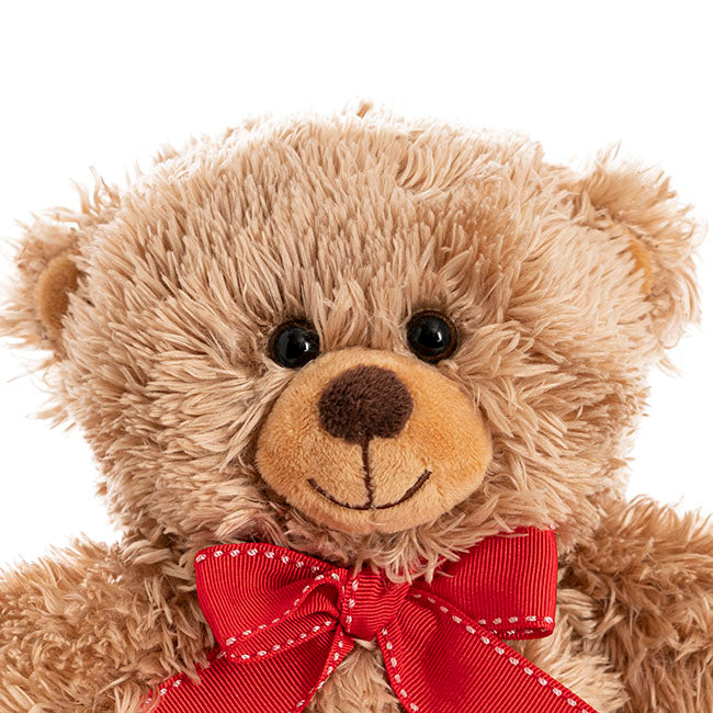 Aiden Bear with Red Bow Brown (20cmST)