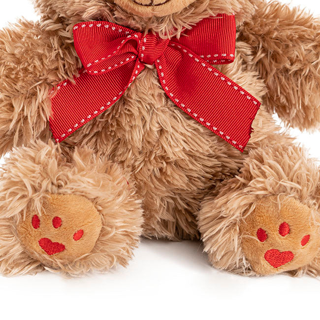 Aiden Bear with Red Bow Brown (20cmST)