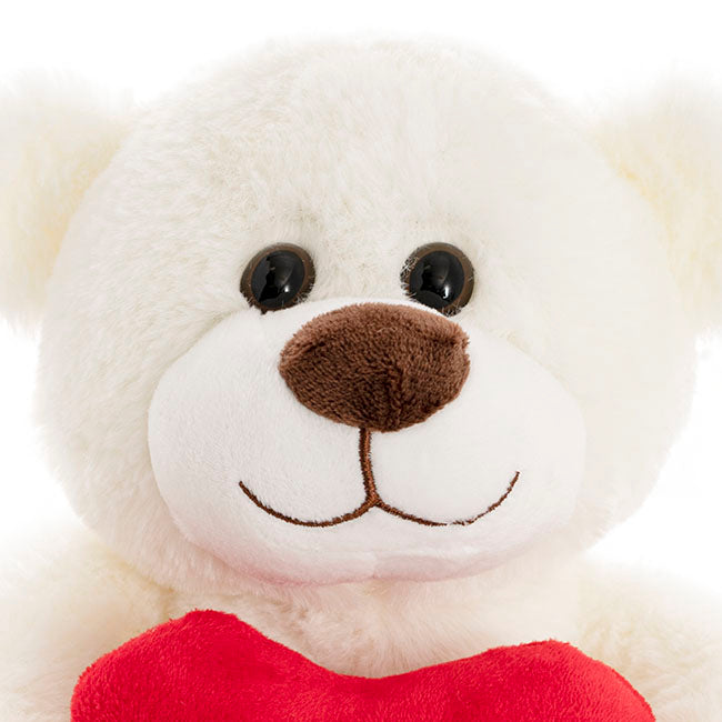 Riley Bear with Red Heart White (25cmST)