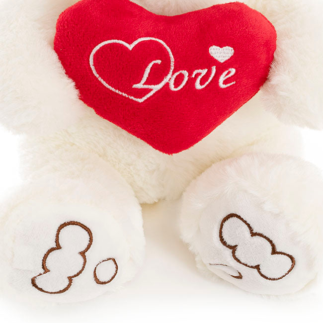 Riley Bear with Red Heart White (25cmST)