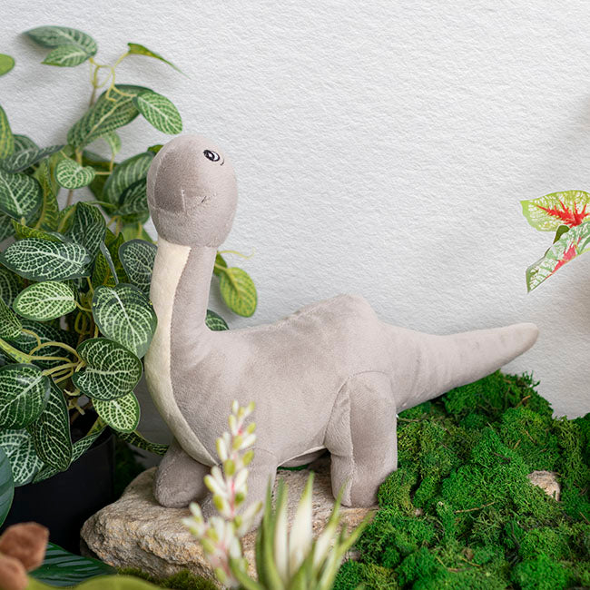 Bash Brontosaurus Dinosaur Plush Toy Grey (28cmHT)