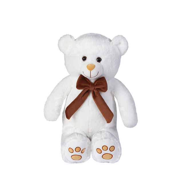 Kyle Bear With Brown Bow White (40cmST)