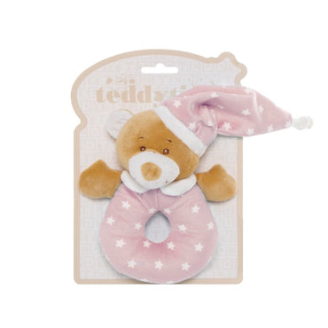 Starbright Teddy Bear Ring Rattle Pink (16cm)